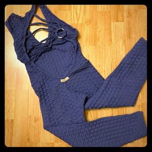 Bro blue Flower Bodysuit Workout